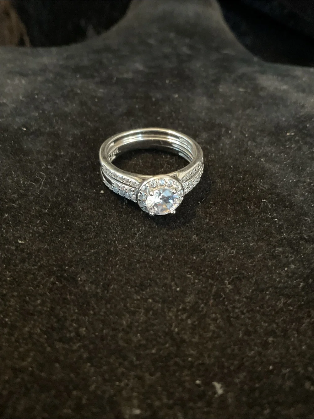 Sterling Silver Cubic Zirconia Halo Ring Set
